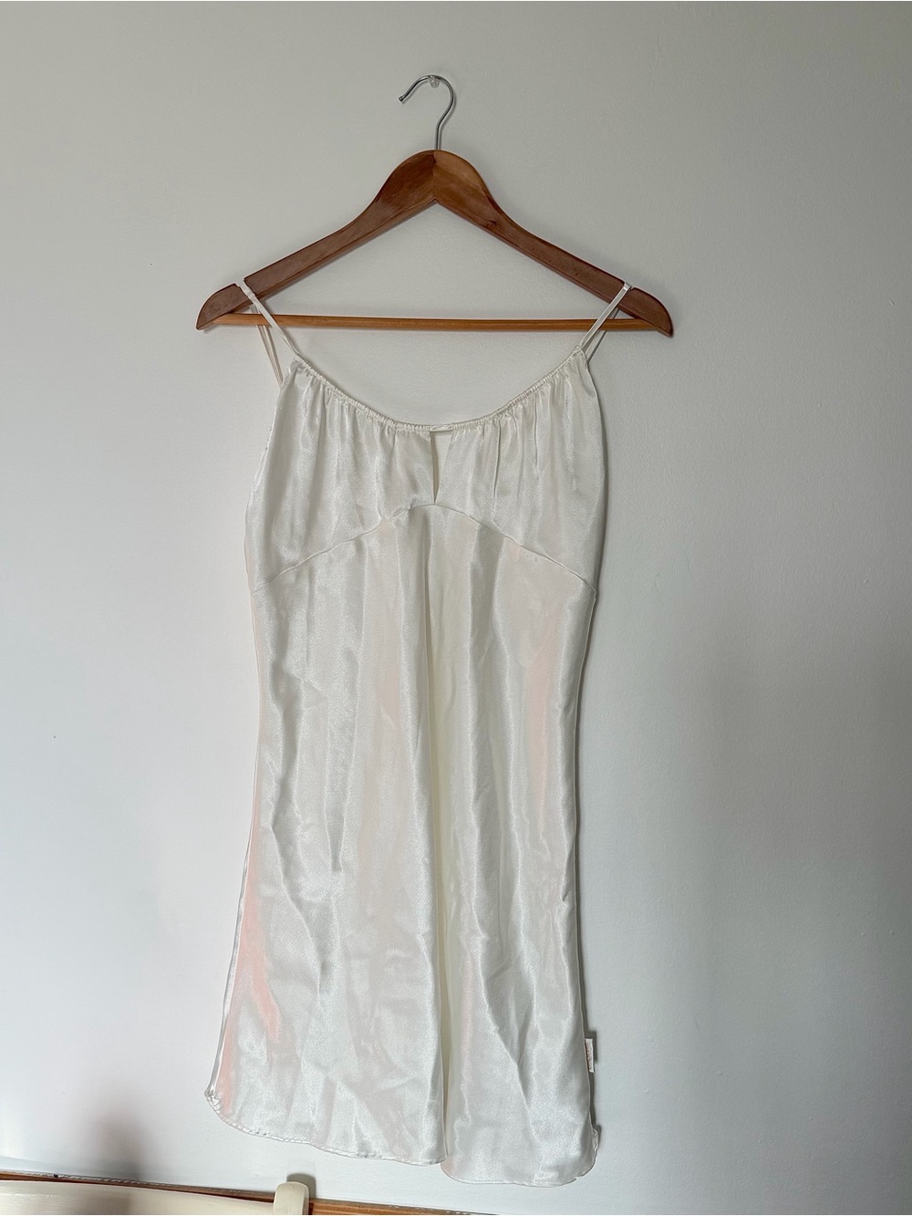 Ivory Satin Mini Slip Dress with Delicate Straps